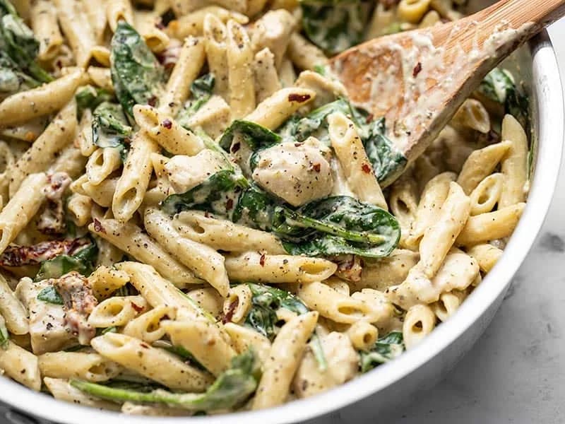 One-pot creamy pesto chicken pasta, image from Budget Bytes